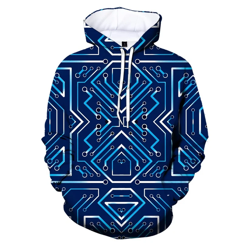 thumbnail image 1 of Sudadera con capucha con estampado 3D de circuitos para hombres y mujeres, sudaderas con cuello redondo geométricas, jersey de manga larga para otoño, abrigo de calle, 1 of 5