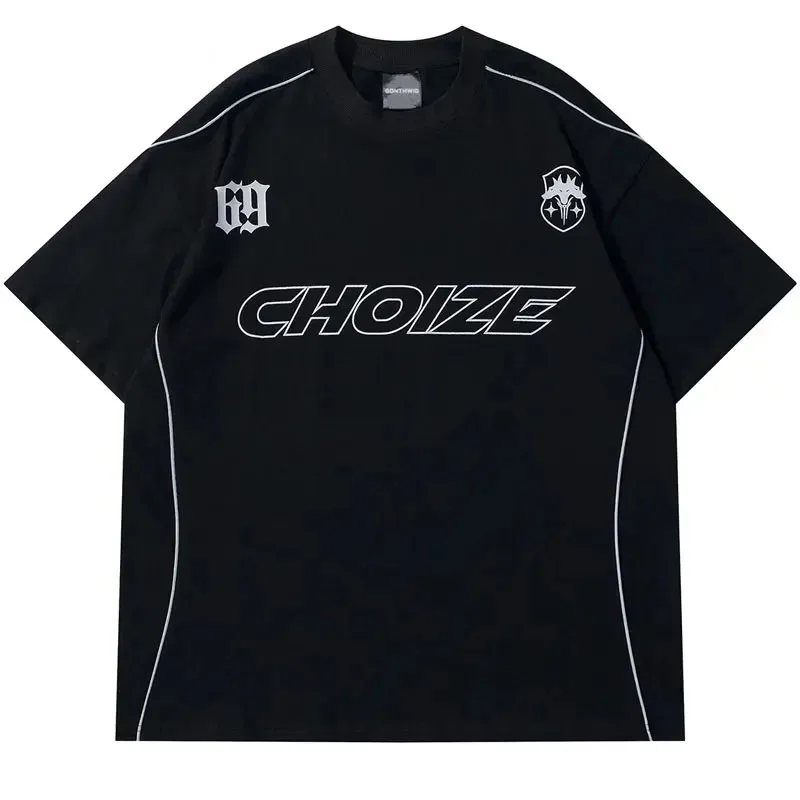 Men Sports Tops 3D T-Shirt Letter Printed Football Jersey Short Sleeve Breathable