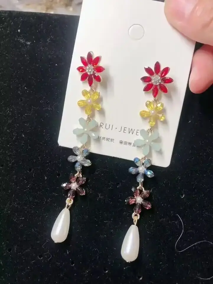 Korean Heart Drop Earrings | Korean Accessories | Dangle