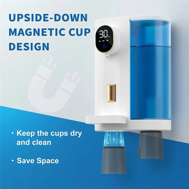 Automatic Mouthwash Dispenser Wall Mounted With4 Levels Magnetic Holder Forbathroom