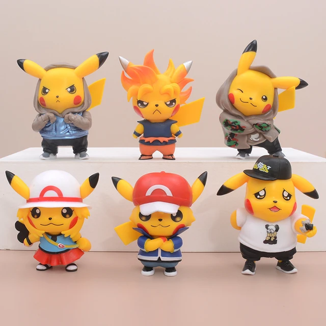 Déguisement Pokemon Pikachu à la mode, 6 pièces, modèle dessin animé,  mignon, vêtements de marée, poupée, jouets, figurine, ornement, cadeau  d'anniversaire pour enfants - AliExpress