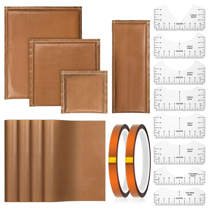 18 Pcs Heat Press Pillow Kit 4 Size Heat Pressing Transfer Pillows, 4 Transfer Sheets, 8 Size Shirt Rulers