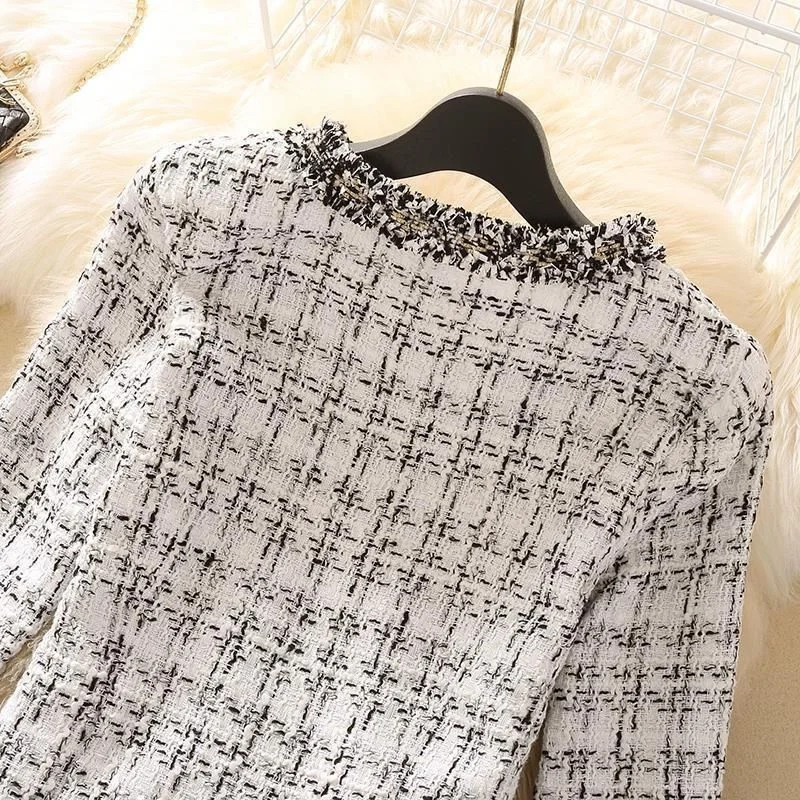 Women's Jackets  Women's Jacket Spring new Trendy Ladies Short Joker Temperament Small Fragrant Tweed Coat Tweed Coat Cardigan - 4