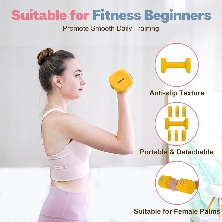 Adjustable Dumbbell Set of 2, 4 in 1 Free Weights Dumbbells Set for Women with Fast Adjustment, Each 2lb 3lb 4lb 5lb Hand Weight