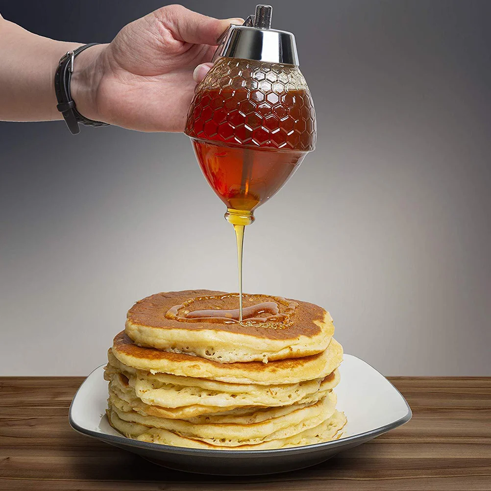 

2 Pcs Syrup Honey Dispenser Pot with Stirring Rod Kitchen Supplies Plastic Gadget Jar