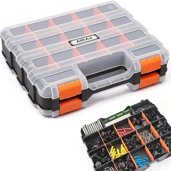 AIRAJ Organizzatore di piccole parti Organizzatore di parti a doppio lato con 34 scomparti con divisori rimovibili per viti hardware Bulloni Chiodi