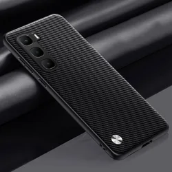 Premium PU Leather Protective Phone Case - Elegant Back Cover Coque for Infinix Hot60ProPlus (TX Black)