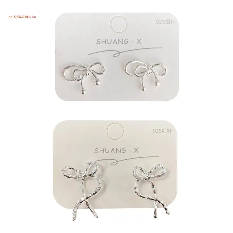 

Элегантные серебряные серьги с бантом модные серьги-гвоздики для пирсинга ушей ювелирные изделия