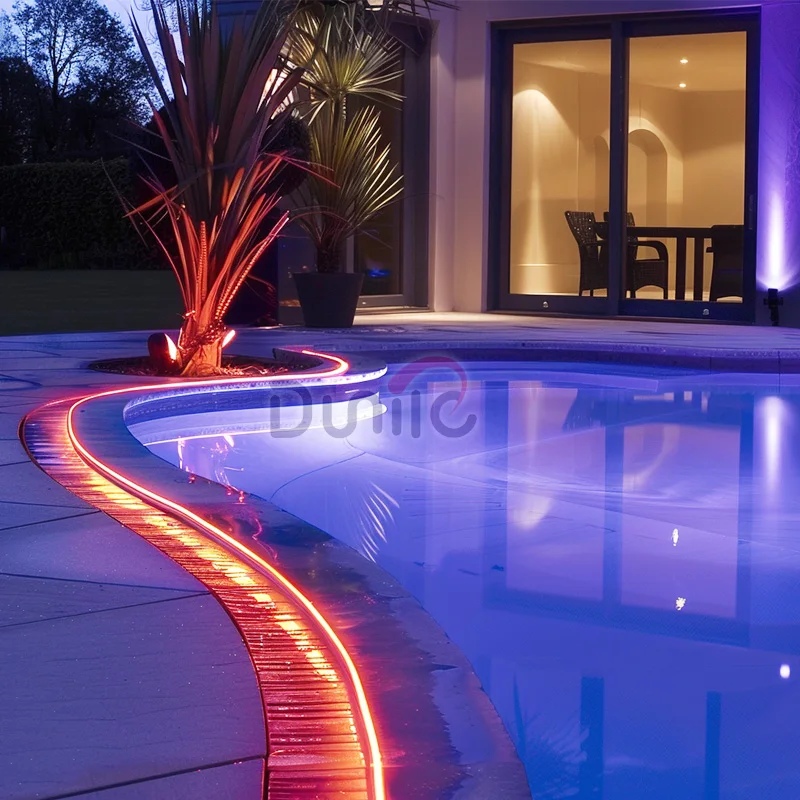 Multi-core PU Jacket Side Glow Fiber Optic Cable Strand Spool 42 Fibers 12mm for Pool Perimeter Underwater 3D Art Design