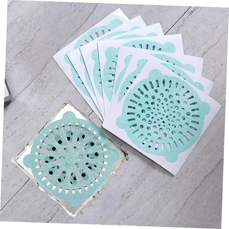 10Pcs Disposable Shower Drain Hair Catcher Round Hair Catchers Waterproof Adhesive Mesh Stickers for Shower Drain Cover Bathroom 4