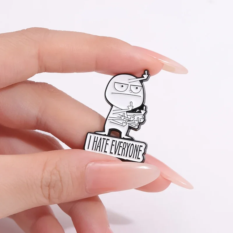 I Hate Everyone Enamel Pins Funny Disdainful Humorous Satire Brooches For Clothes Shirt Collar Backpack Decorative Pin Jewelry