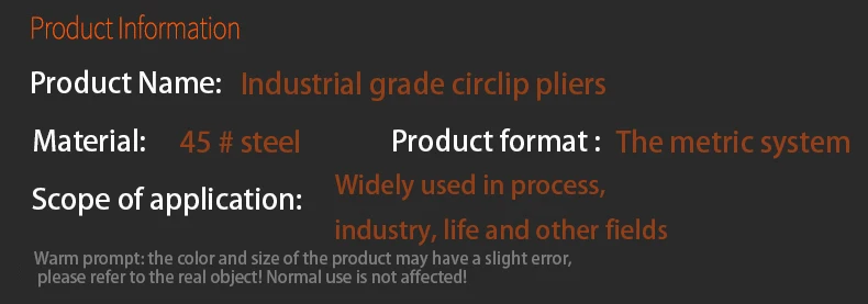 Description Picture 5 of item7 inch Circlip Pliers Internal External Ring Spring Pliers For Removing and Installing Round Snap Locking Rings Hand Tools