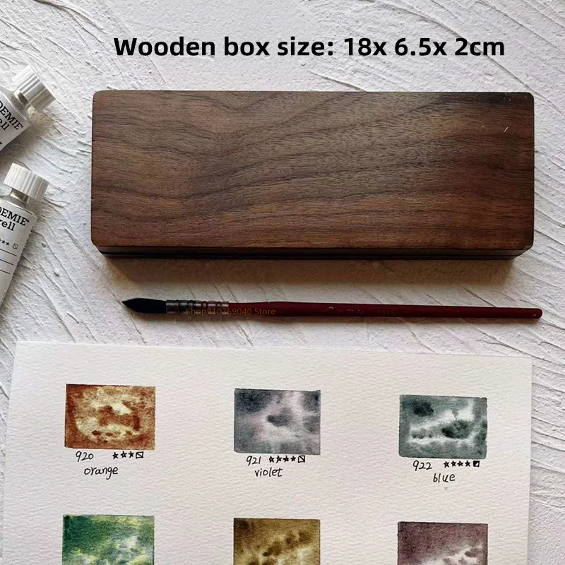 Empty Portable Watercolor Palette 24 Colors 1ML Wooden Watercolor Box Paint Tray Artist Travel Aquarelas Painting Art Supplies paint tray,color palette,watercolor palette