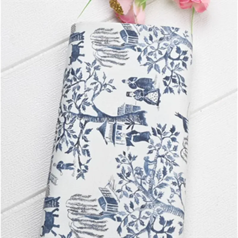 Tela de lona fina de Algodón 100% con estampado de flores Retro, bolso artesanal, almohada, cojín trasero, mantel de mesa, Material de sofá, CR-1788