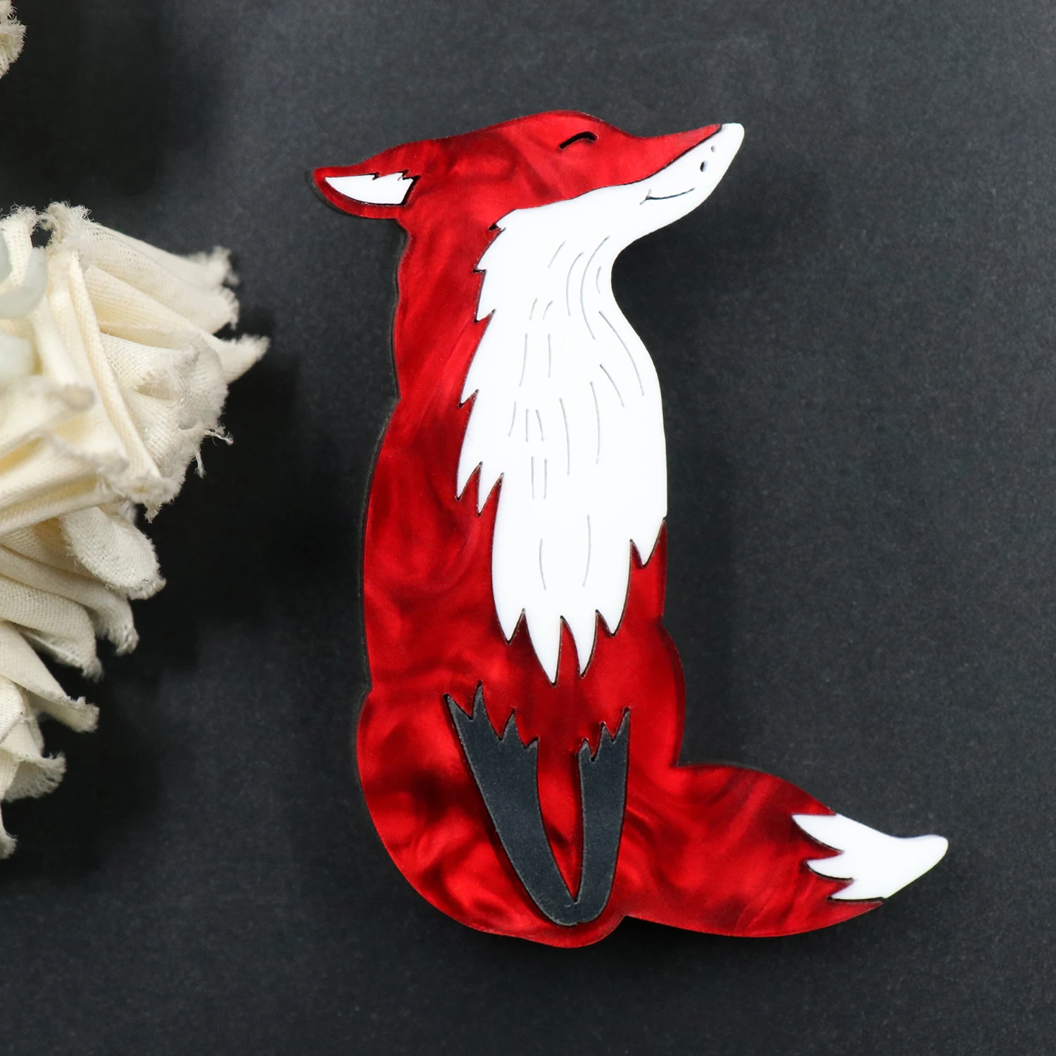 Broche Fox vermelho colorido para mulheres, jóias artesanais, YX2024- BH1077