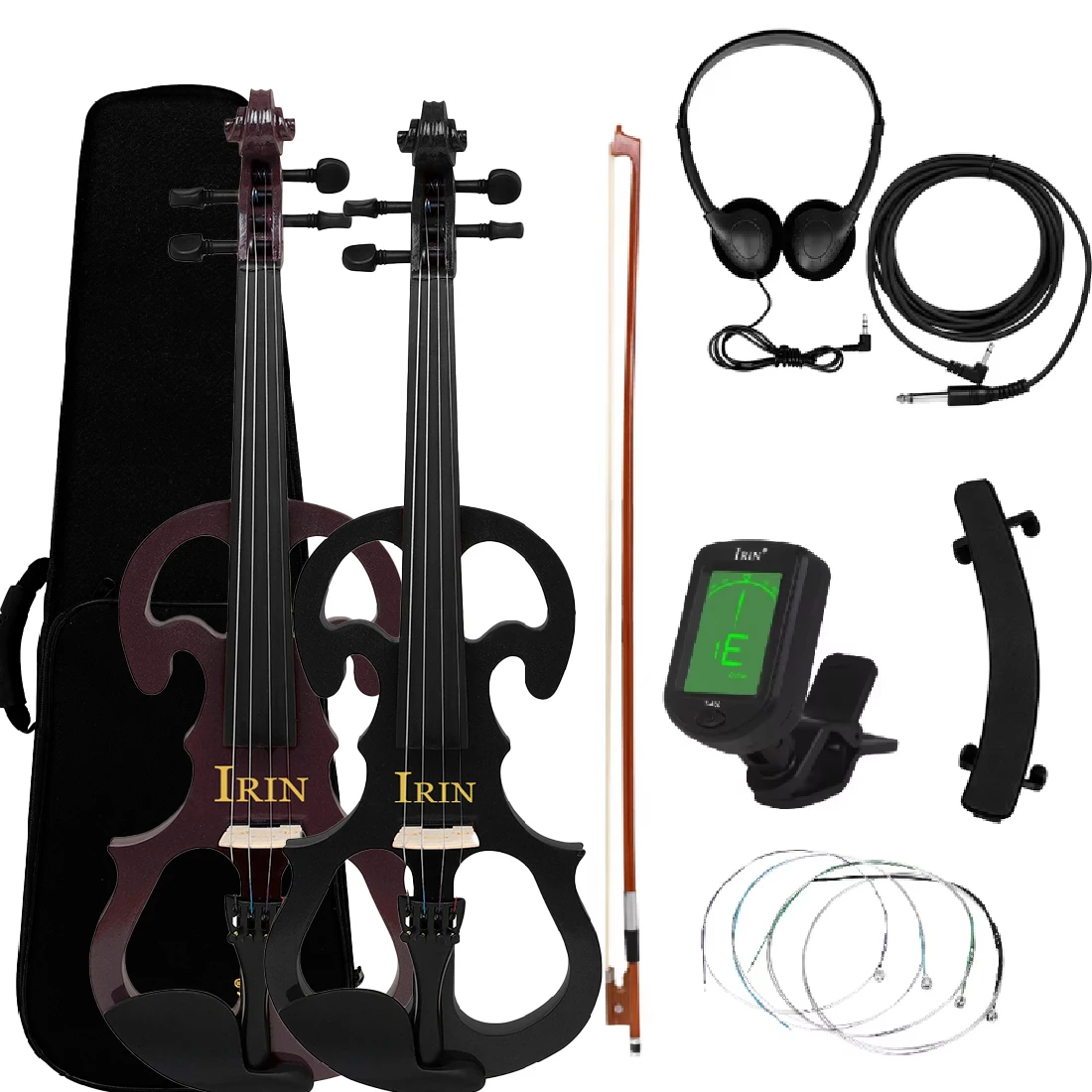 IRIN Electric Violin Right Handed 4/4 Electric Silent Violin Fiddle Accessories W/4/4 Bow & Fiddle Bridge & Case