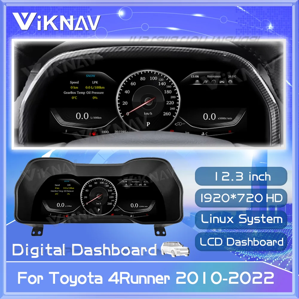 

12.3 Inch Android Car Radio For Toyota 4Runner 2010-2022 System GPS Navigation Digital Speedometer Dashboard