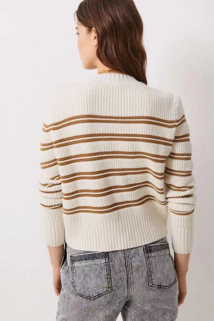 Women's Striped Sweater Shoulder with 