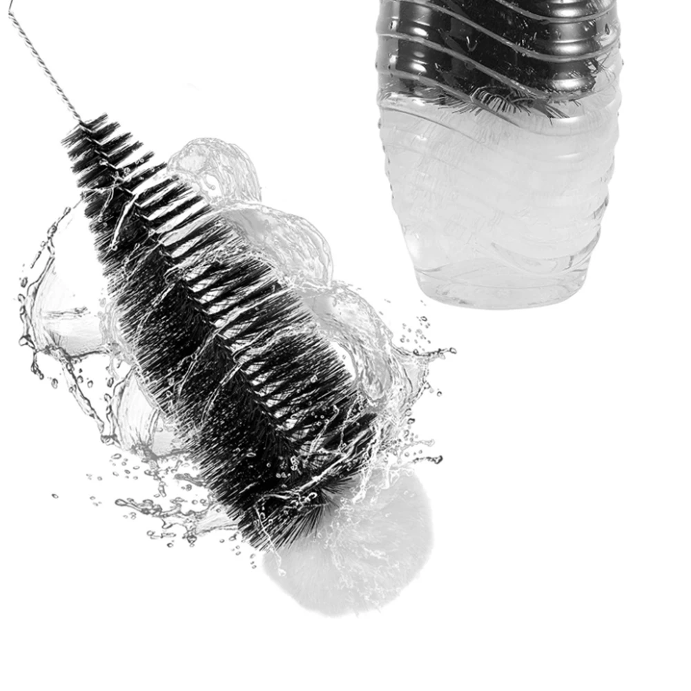 

Efficient Glass Bottle Cleaning Brush Soft Nylon + Cotton Brush Head Extended Handle and Perfect for Beer Wine and Glass Jugs