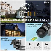 Caméra solaire 4G AOV extérieure, 3 écrans, suivi automatique, surveillance de sécurité, alerte en temps réel, vision nocturne intelligente, moniteur iCsee 2