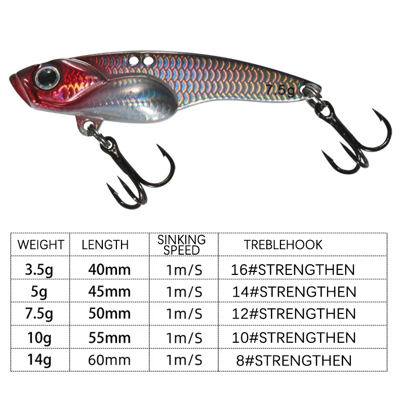 Qualität VIB Angelköder Jig 3,5-14 g künstliche Klinge Metall sinkender Spinner Vibrationsköder Swimbait Pesca für Barsch Hecht Barsch – Detail 7
