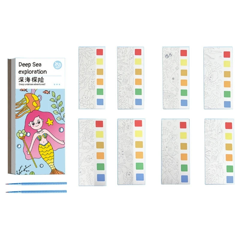 

Multifunctional Pocket Watercolor Painting Book for Kids Artist Watercolor Paint-Bookmark Watercolor Book Travel Art Kit