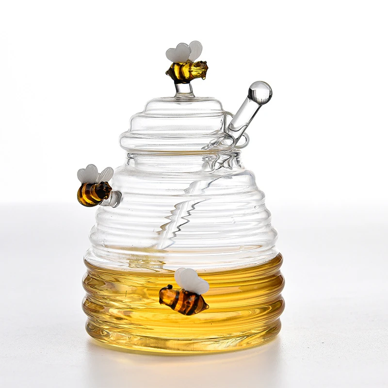 Glass Tank Kitchen Tools Honey Storage Container with Dipper
