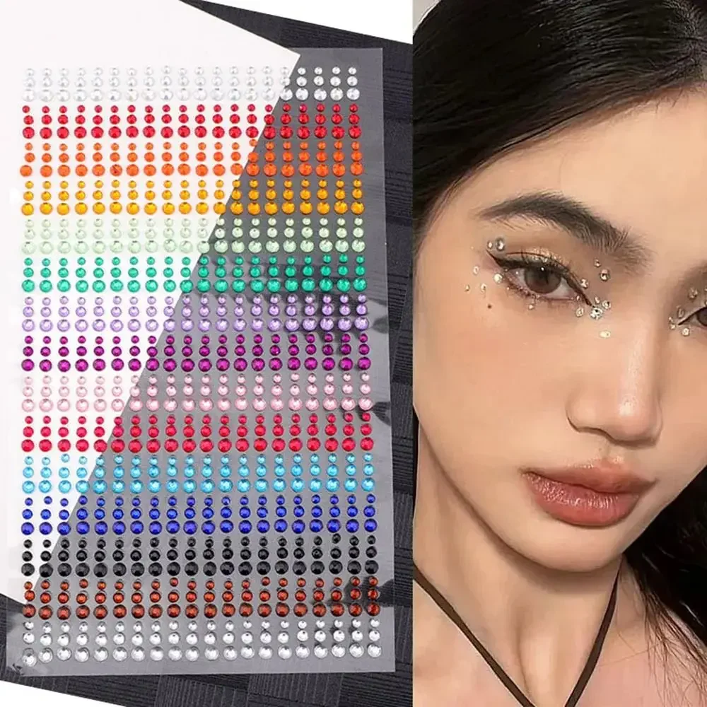 DIY Face Makeup Accessories Rhinestone Art Accessories Eyes Patches Rainbow Color Face Jewelry Makeup Accessories