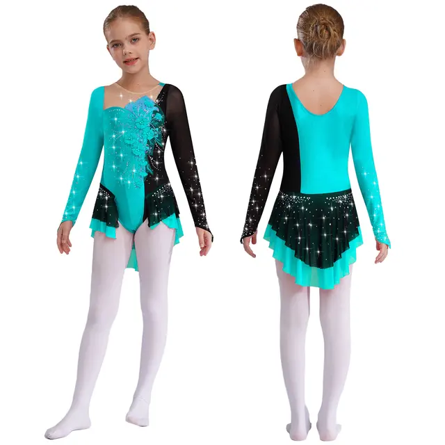 Girls Kids Sequins Ballet Dance Dress Leotard Gymnastics Skating Party Costume E - Foto 5