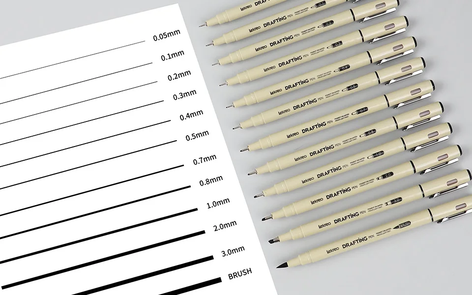 Lekreo Micron Fineliner-Stifte in 12 Größen – Archivstift mit schwarzer Tinte – Stifte zum Schreiben, Zeichnen oder Bullet Journaling – Detail 2