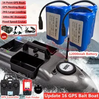 16Point GPS Dual Position Fixed Speed Cruise RC Fishing Bait Boat 2KG 500M 3-Hopper 16 Point GPS Nesting Boat Fish Finder VS V18 1