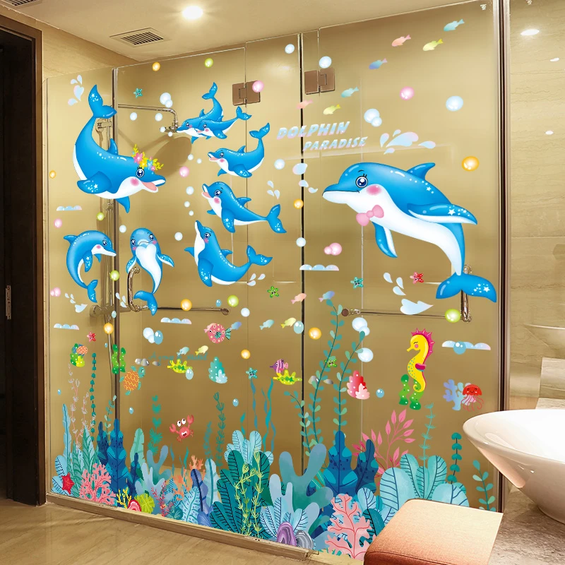 Baby Childrens Kids Girls Boys Bedroom Sea Fish Dolphin Wall Stickers Decals