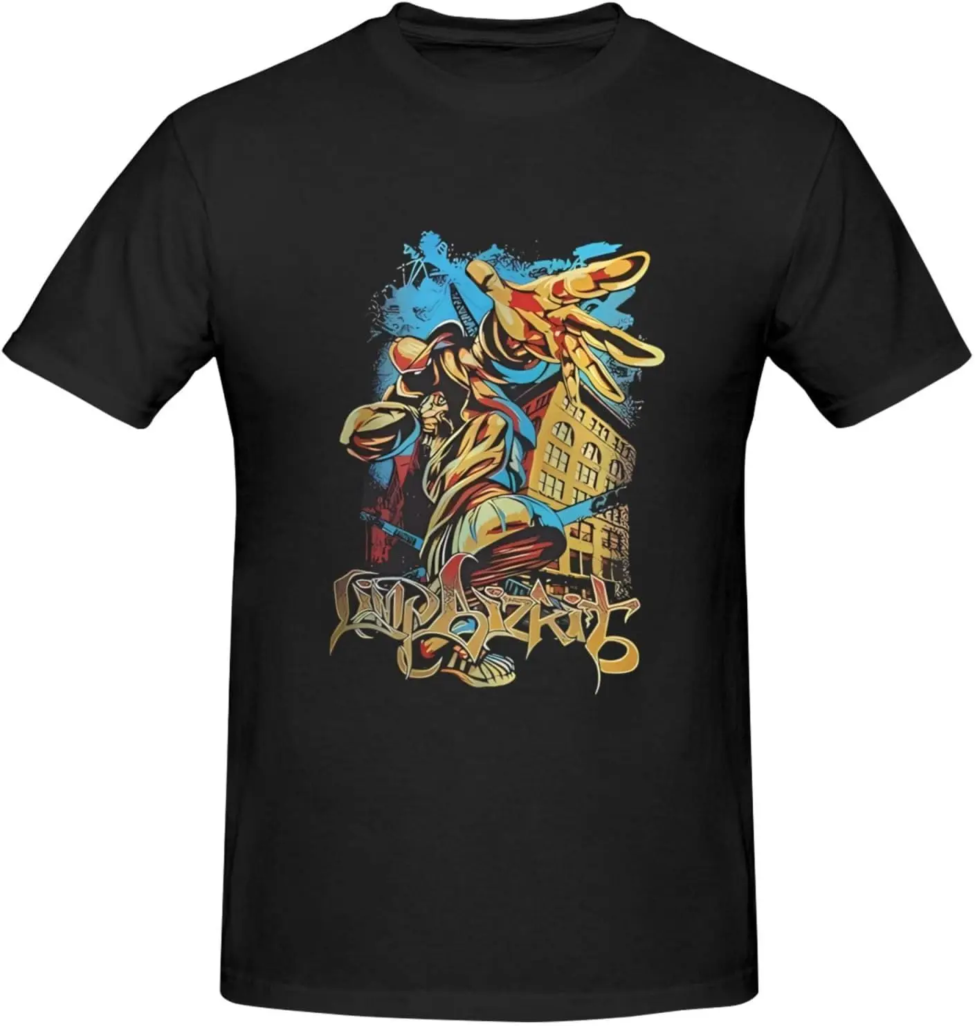 

Mens Cotton Cute Crewneck Short Sleeve T Shirt Comfort Limp Music Bizkit Graphic Tee Shirts Tops
