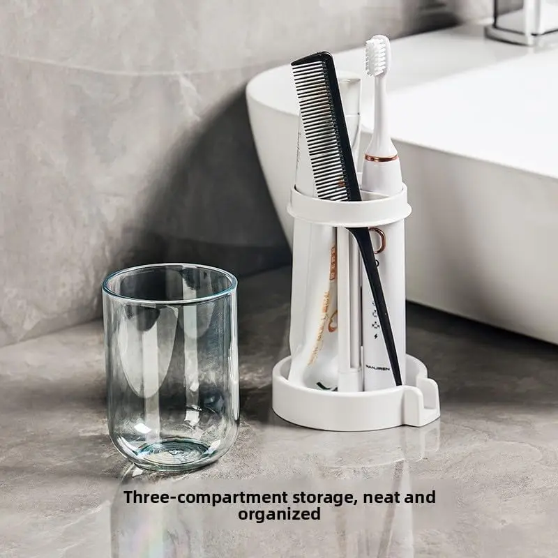 Bathroom Toothbrush And Mouthwash Cup Organizer Storage Set_voghion.com