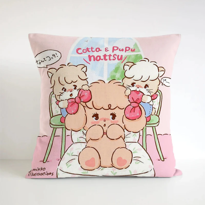

Двухсторонняя декоративная квадратная Подушка Kawaii Mikko, подарок, роскошные диванные подушки, Наволочки для подушек 45x45