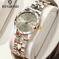 BINBOND 5552 Fashion Business Women's Quartz Watch Waterproof Night Light Dual Calendar Luxury Women's Quartz Watch