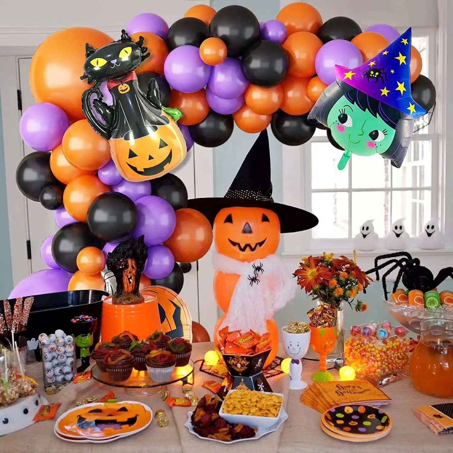 

New Halloween Balloon Arch Set Halloween Balloon Party Background Decoration Aluminum Film Latex Balloon Chain Set