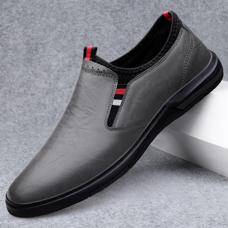 Blue Business Leather Shoes Casual Shoes for Men Slip-on Loafers Soft Italian Style Flats Super Light Moccasins Plus Size 37-46