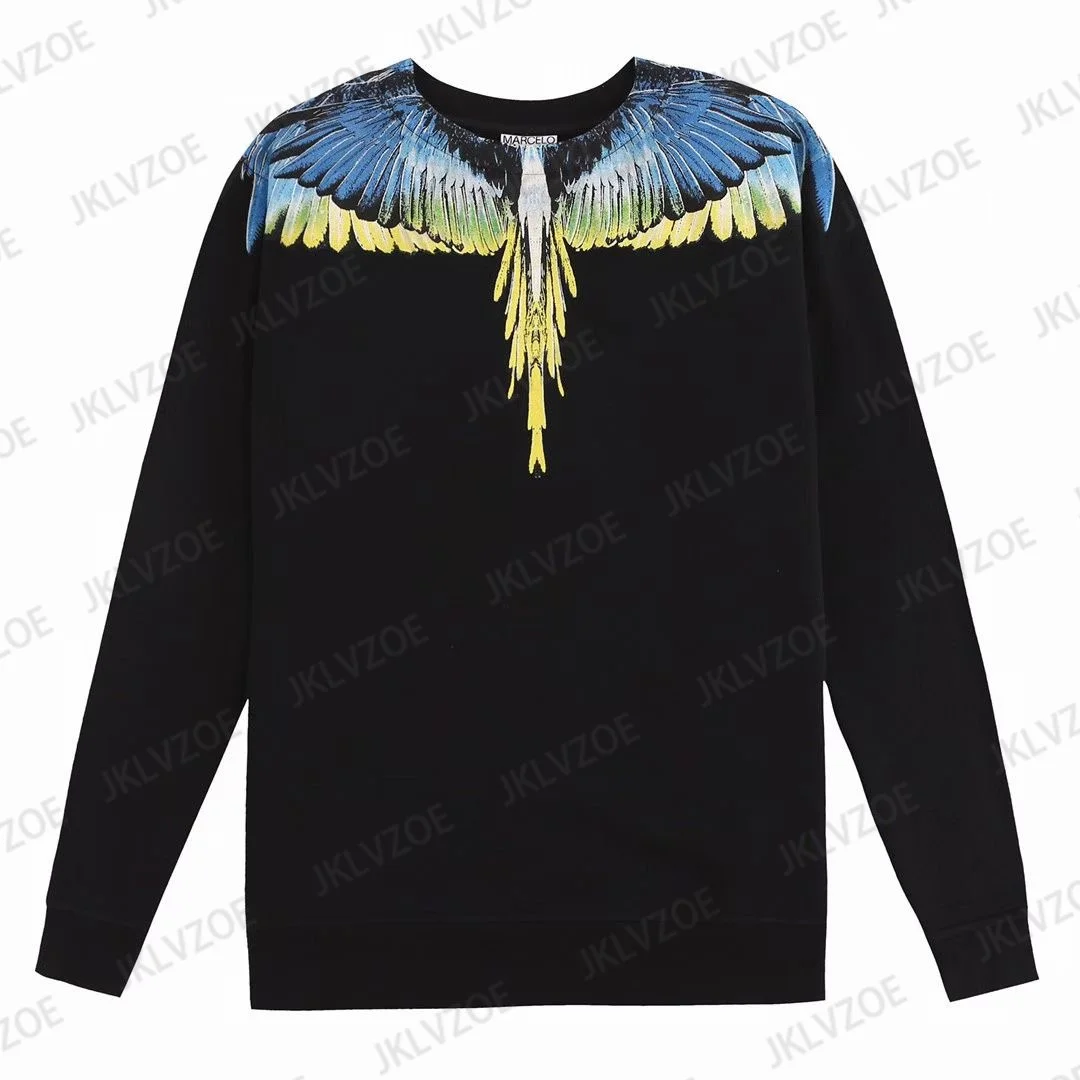 Fashionable Wing 3d Print Round Neck Sweatshirt For Men Women Casual Sport Loose Fitting Couple Long Sleeved Dustproof Clothing