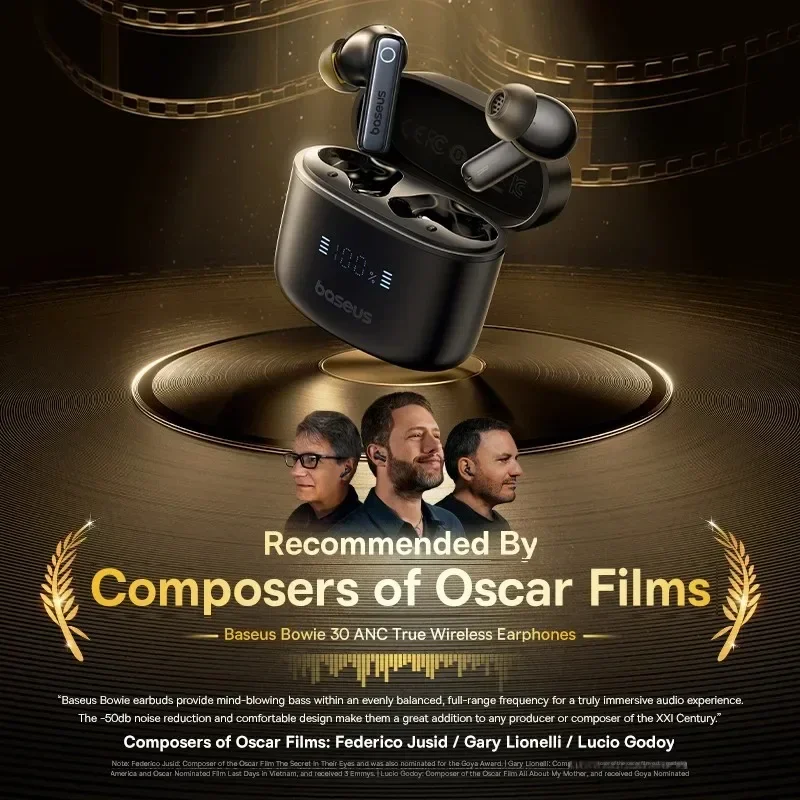 Baseus Bowie 30 ワイヤレスイヤホン 50dBノイズキャンセリング 65時間