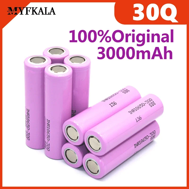 

100% New 30q INR 18650 30q 20A Lithium Ion Battery Alternative External Battery 3.7V 3000mAh 18650 Battery