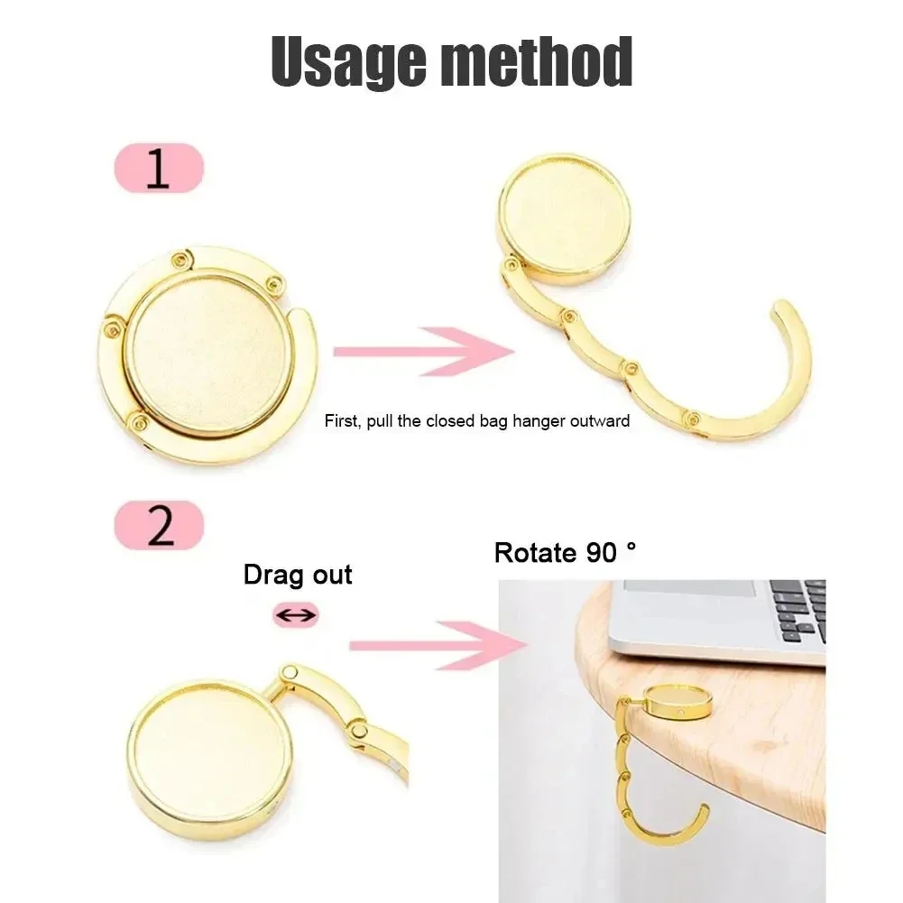 Sleek Portable Folding Metal Purse Hook - Multifunctional Handbag Holder
