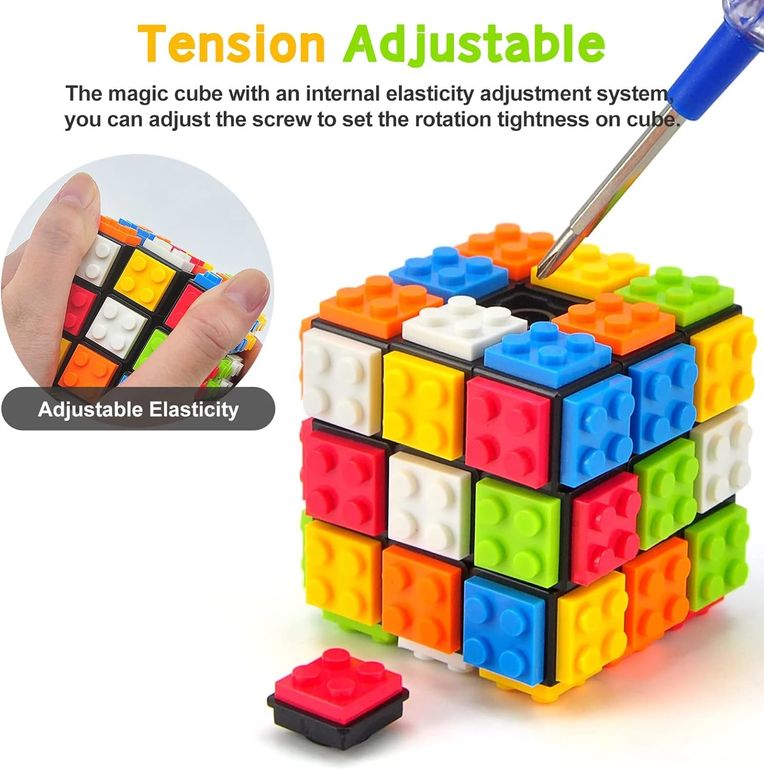 빌딩 블록 분리형 3D 매직 퍼즐 큐브 3x3x3 DIY 피젯 장난감 브릭 안티 스트레스 릴리프 감각 ADHD 교육용 게임