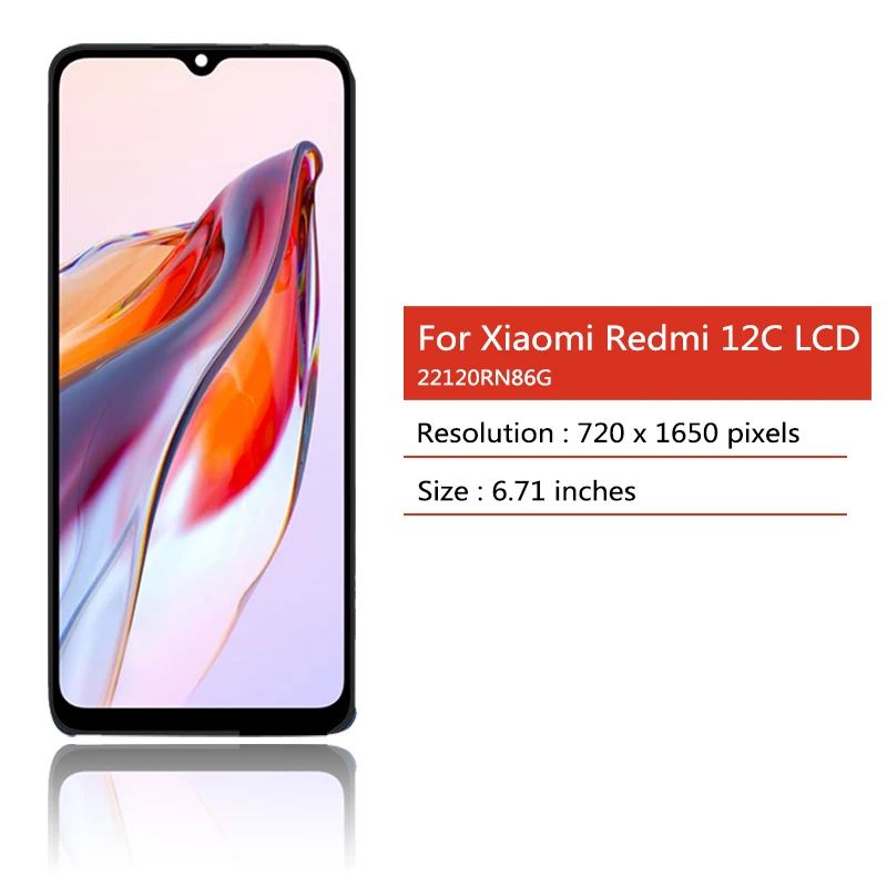 Écran LCD + Vitre Tactile Pour Xiaomi Redmi 12C 6.71" - Noir, Neuf