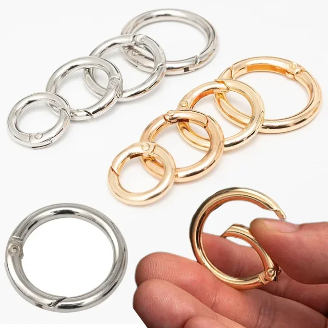10pcs Metal O Ring Spring Clasps for DIY Jewelry Openable Round Carabiner Keychain Bag Clips Hook Dog Chain Buckles Connector 2