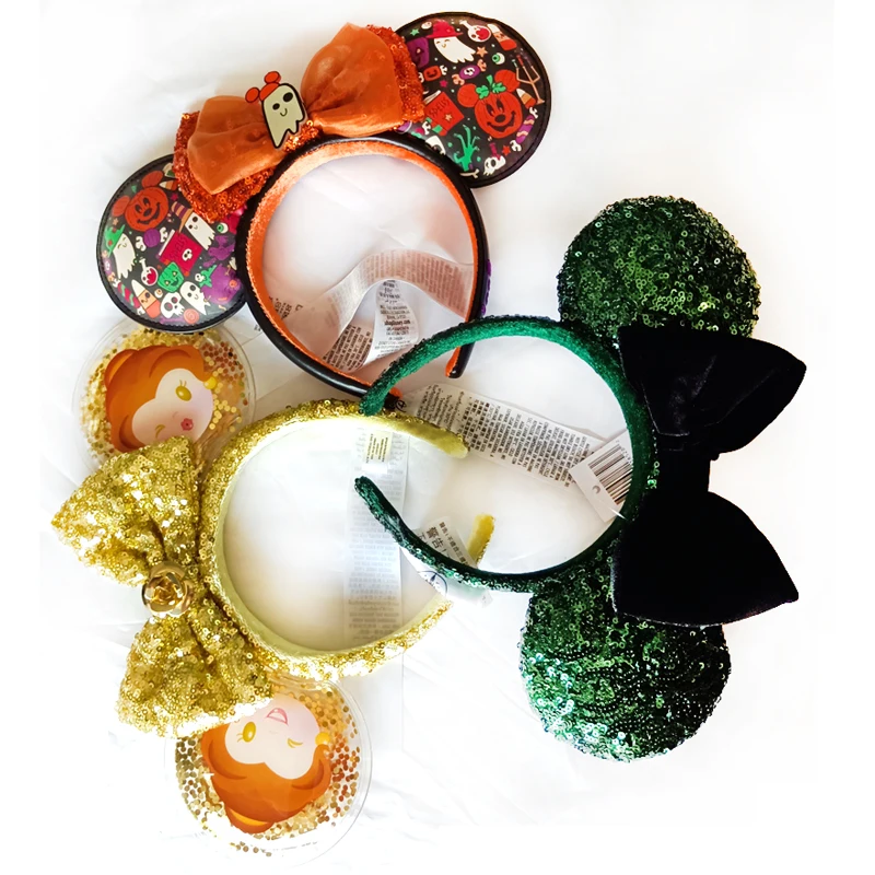 Hair Headband Accessories Cosplay Accessories Disney Minnie Ears Headband Holiday Party Sequins Headdress Bows EARS COSTUME Cosplay Plush Adult/Kids Headband Gift