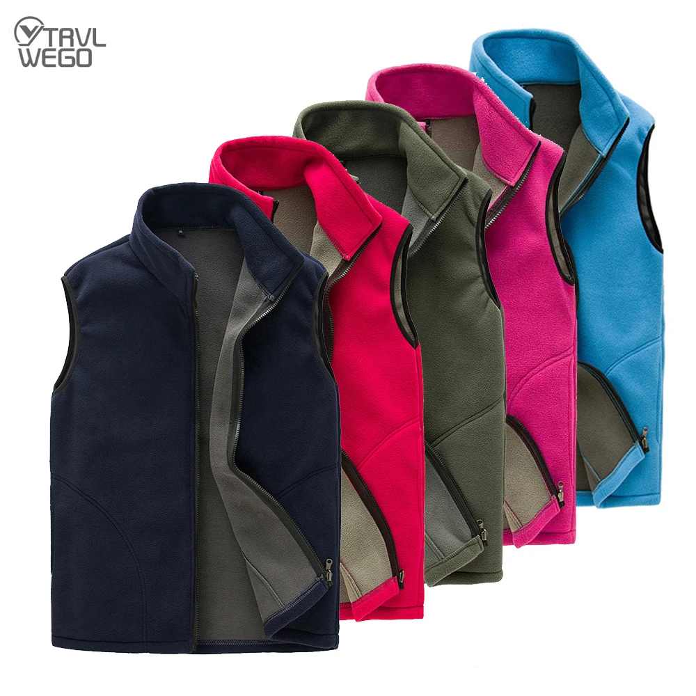 TRVLWEGO Fleece Vest Men Jackets Women Winter Trekking Outdoor Sports Dressing Sleeveless For Camping Soft Shell Clothes