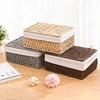Fabric Storage Basket With Lid Desktop Woven Storage Basket Stackable Sundries Organizer Household Rattan Woven Storage Basket 1