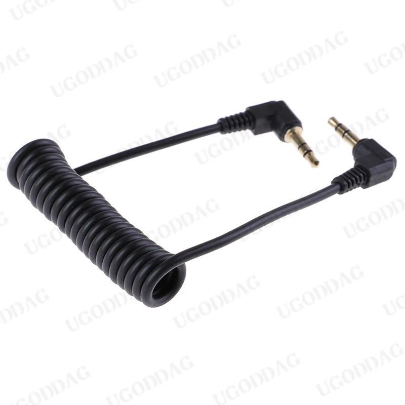 Cavo Audio Spirale 3.5 Mm Angolo Retto 90° - Maschio-Maschio TRS 1.5 Metri Per Auto, Smartphone E Cuffie