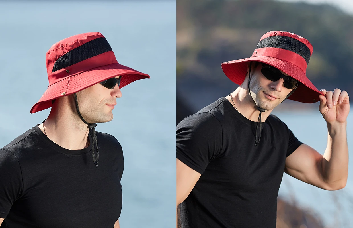 Hot Sale Xioguan 100% Polyester 9201 New Summer Breathable Fisherman Outdoor Mountaineering Big Eaf Sunshade Benni Hat_voghion.com